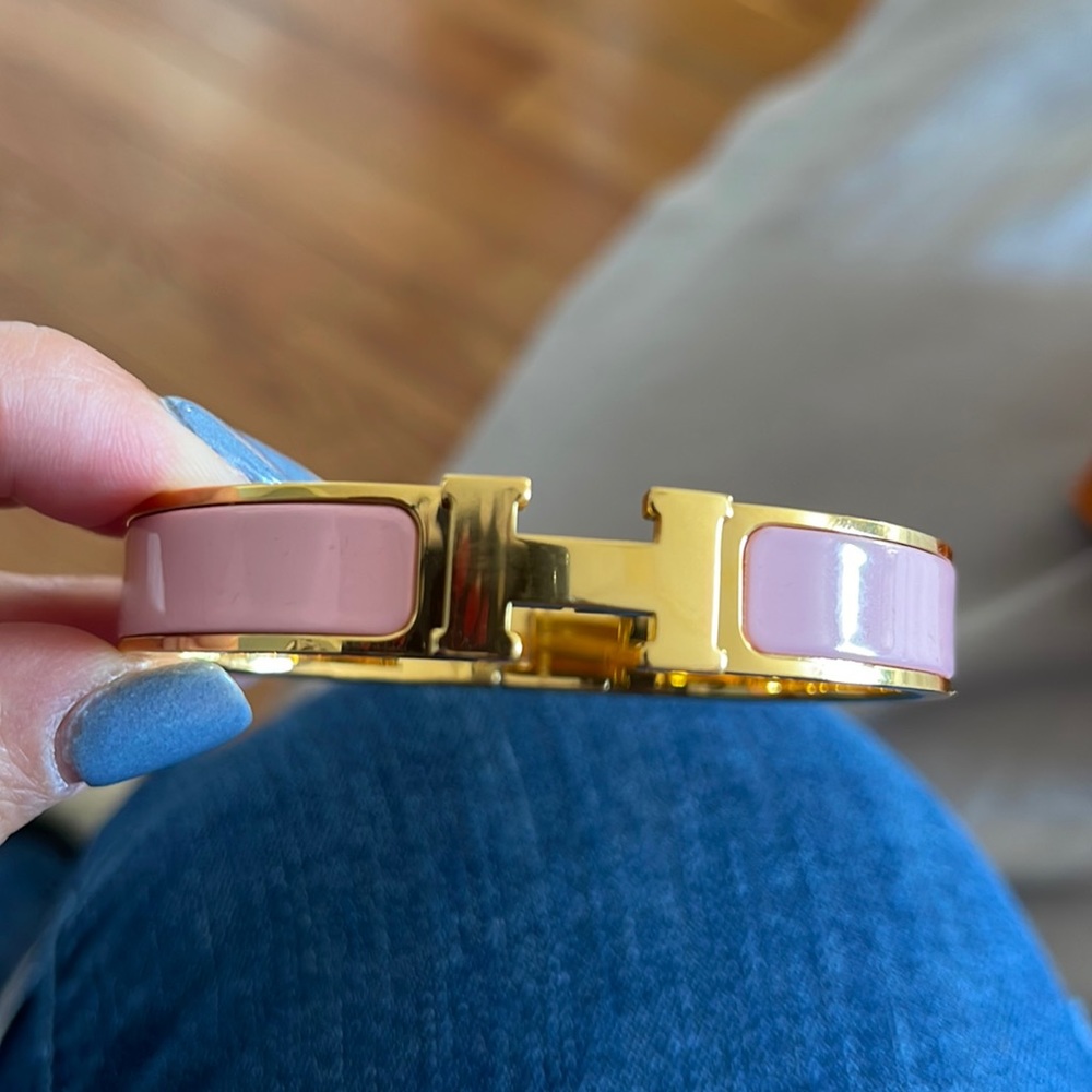 NEW Hermes H pink/rose gold bracelet